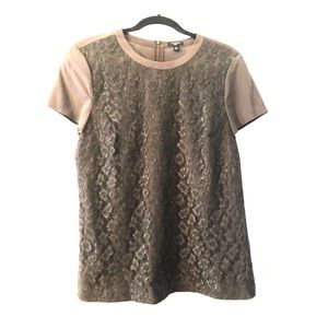 Ann Taylor Animal Print Lace Shirt